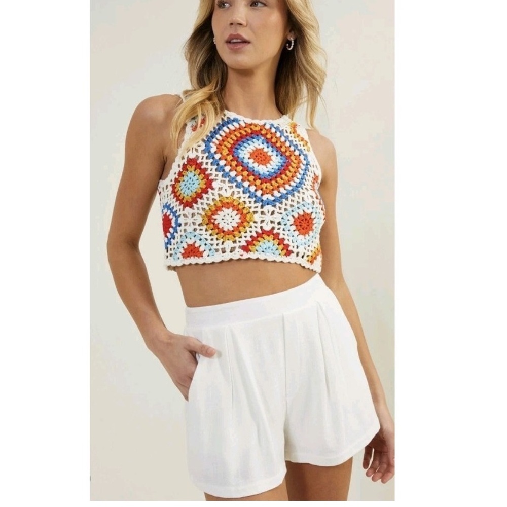 Altar'd State Multicolor Crochet Crop Top